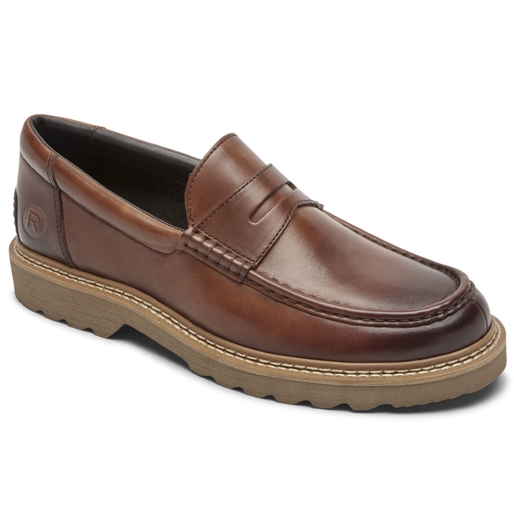 Rockport Singapore Mens Slip-On - Peirson Penny Keeper Brown - UZ2941785